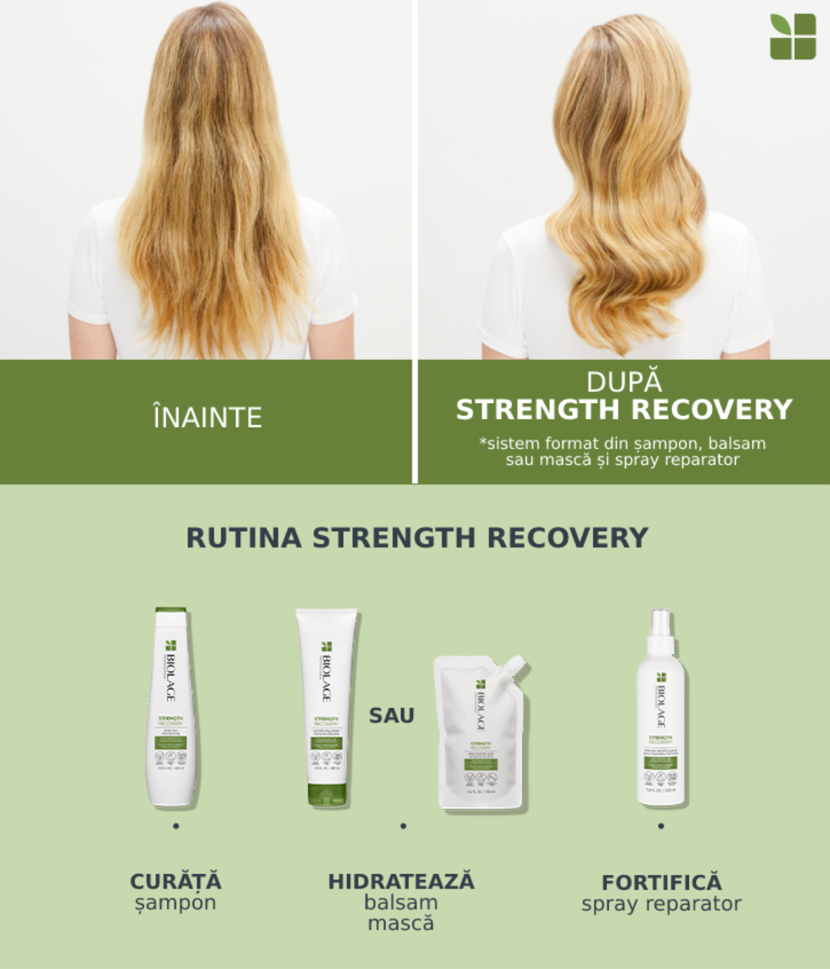 Balsam Profesional Reparare Intensă Biolage Strength Recovery cu Ulei de Squalane, 200ml – Pentru Păr Deteriorat