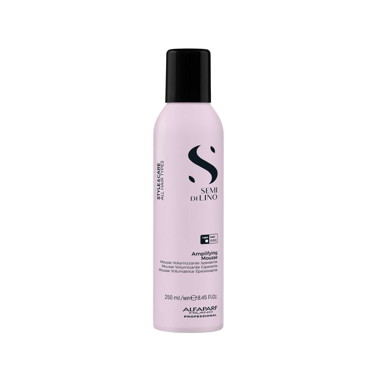 Alfaparf Milano Semi Di Lino Style&Care Amplifying Mousse 250ml – Spumă Profesională pentru Volum Ușor și Strălucire Naturală, Ideală pentru Păr Fin sau Subțire