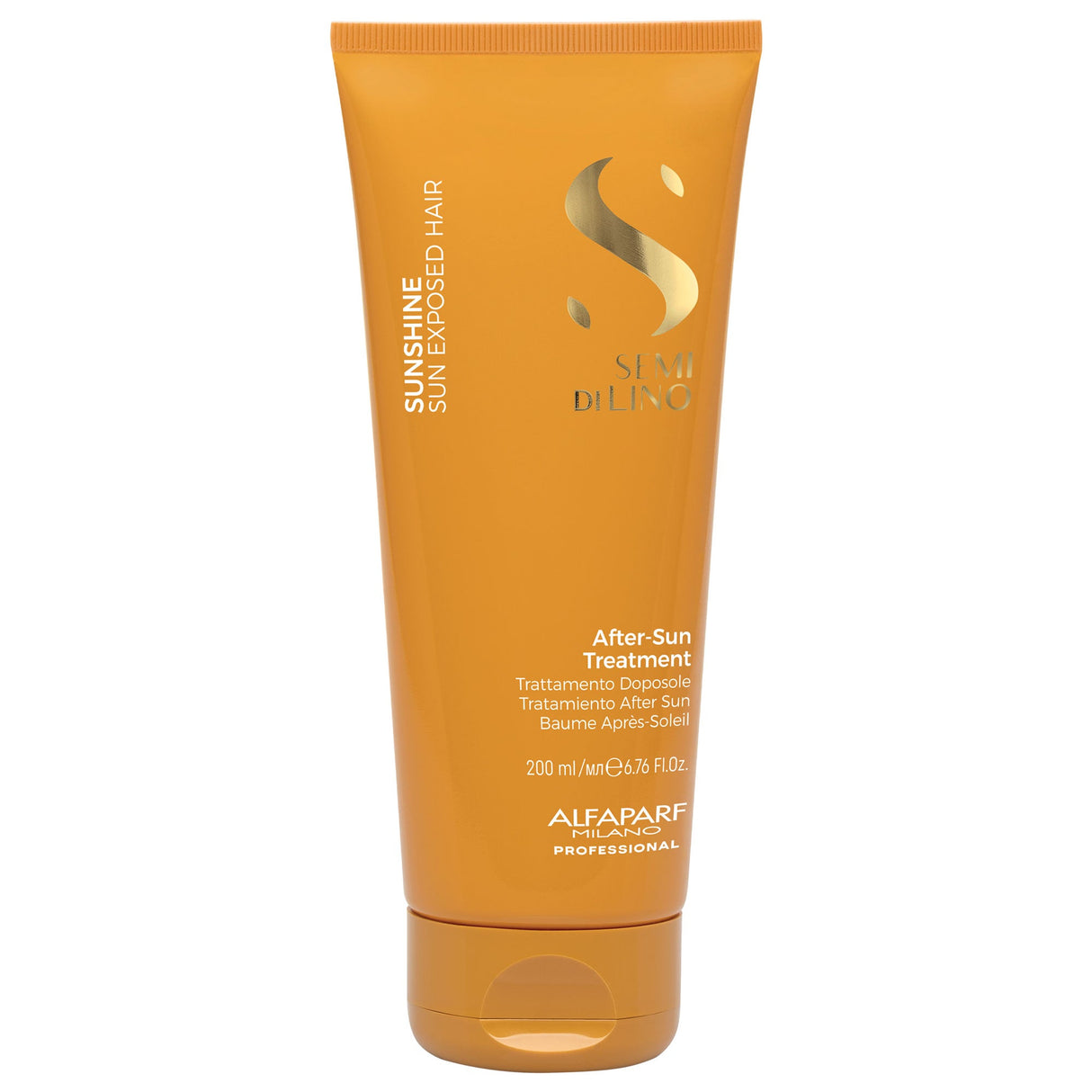 Alfaparf Semi di Lino Sunshine After-Sun Hair Treatment 200ml – Tratament nutritiv post-soare cu protecție UV, strălucire intensă și efect anti-clor