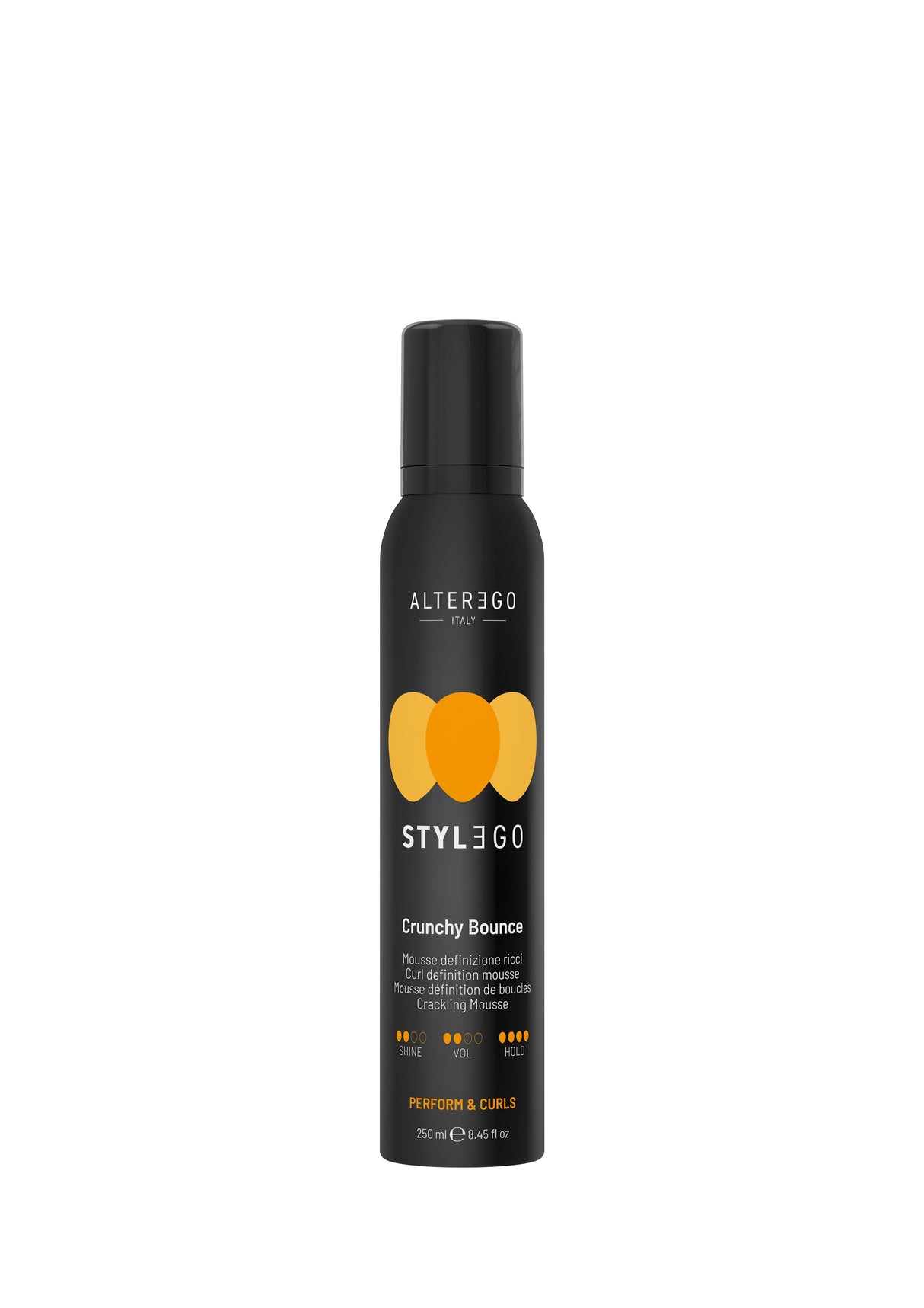 AlterEgo StylEgo Crunchy Bounce Gel-Mousse, Spumă cu Textură de Gel pentru Bucle Sculptate, Definite și Rezistente la Umiditate, 250 ml