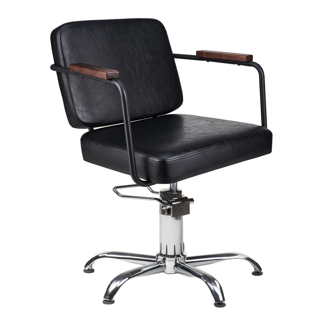 Ayala Enzo 01 – Scaun Profesional de Coafor Negru cu Picioare Negre, Design Boho pentru Salone Premium