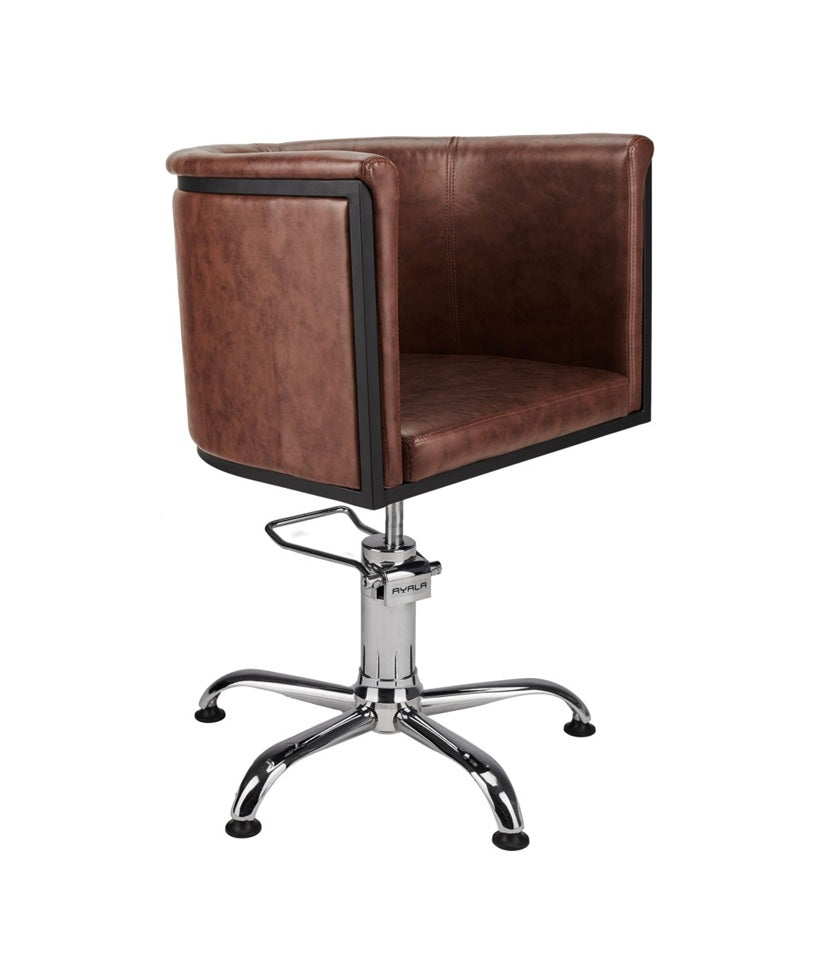 Ayala Gio 01– Scaun de Coafor Profesional Maro cu Bază Cromată și Picioare Negre