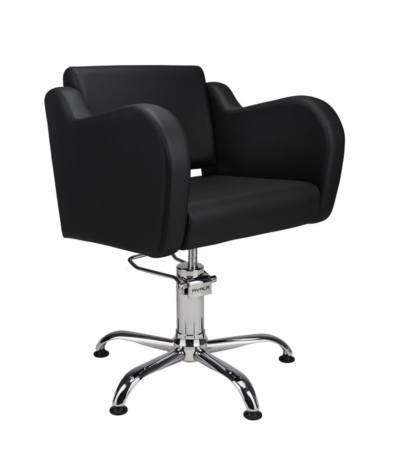 Ayala Holly 01 P-7 Scaun de Coafor Negru cu Cusături Fine Negre și Bază cu Picioare Negre