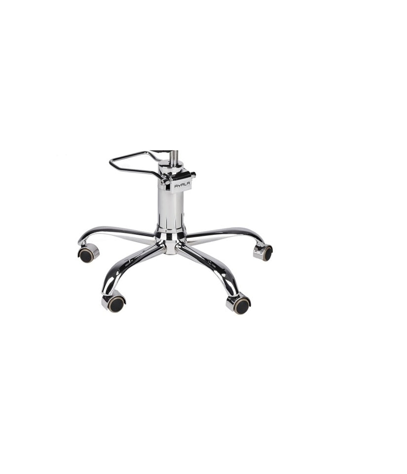 Ayala Holly 01 P-7 Scaun de Coafor Negru cu Cusături Aurii și Bază pe Roti Cromate