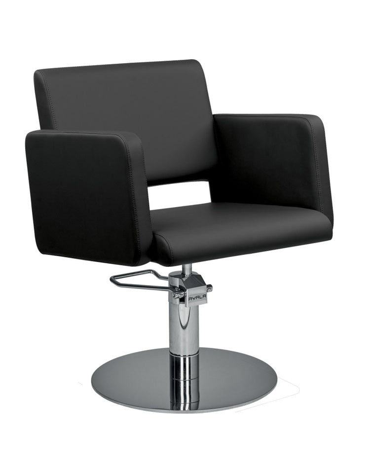 Ayala Lea 01 P-7 Scaun de Coafor Elegant cu Bază Rotundă Cromată Argintie