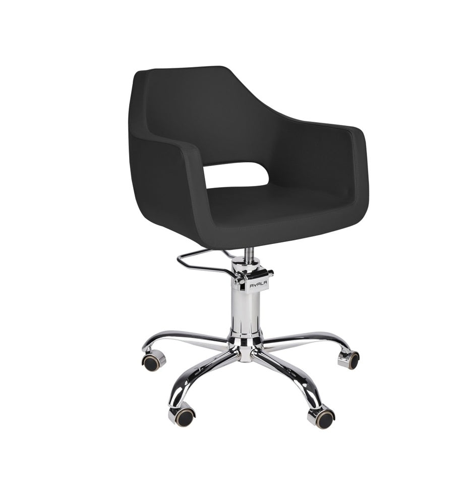 Ayala Marea 01 P-7 Scaun de Coafor cu Bază pe Roti Cromate Argintii