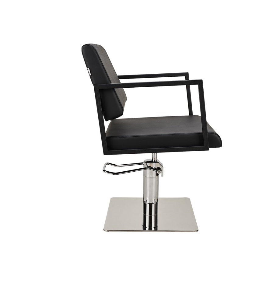 Ayala Loft 01 P-7 Scaun de Coafor Negru cu Bază Pătrată Argintie