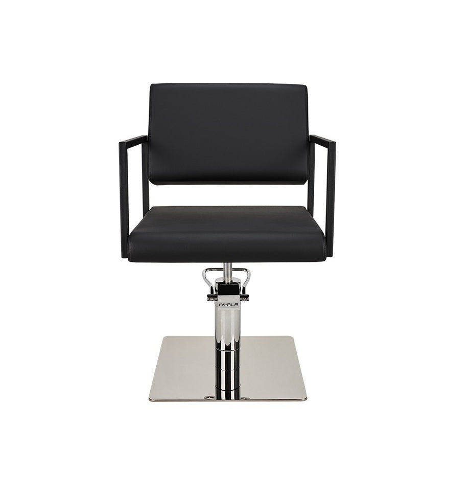 Ayala Loft 01 P-7 Scaun de Coafor Negru cu Bază Pătrată Argintie