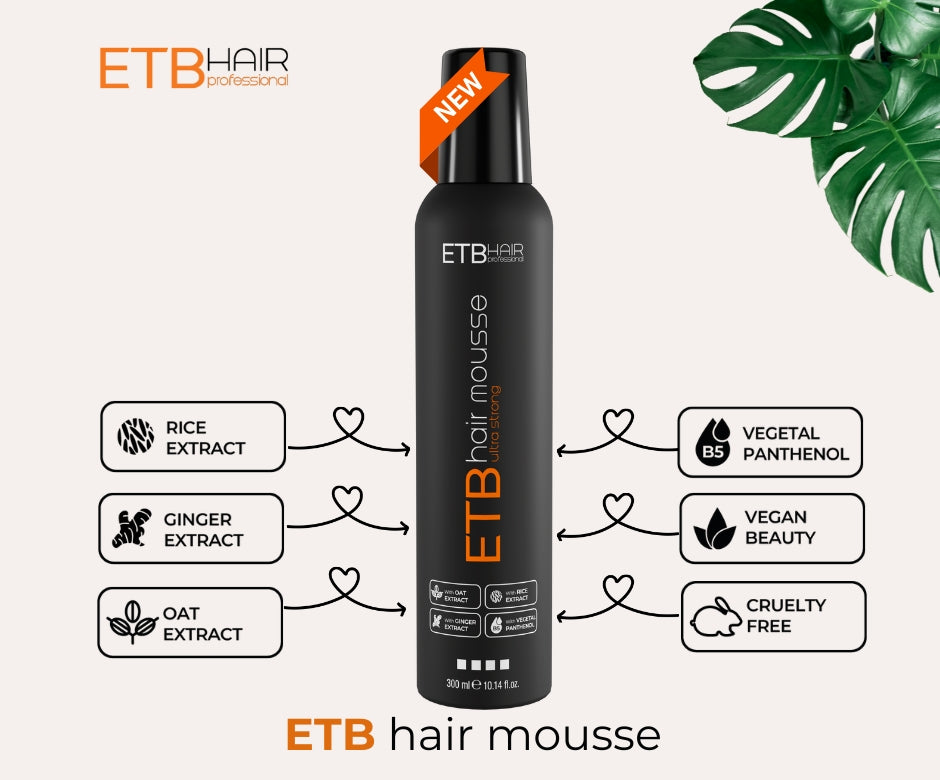 ETB Hair Spumă De Păr Profesională Cu Fixare Puternică 300ml