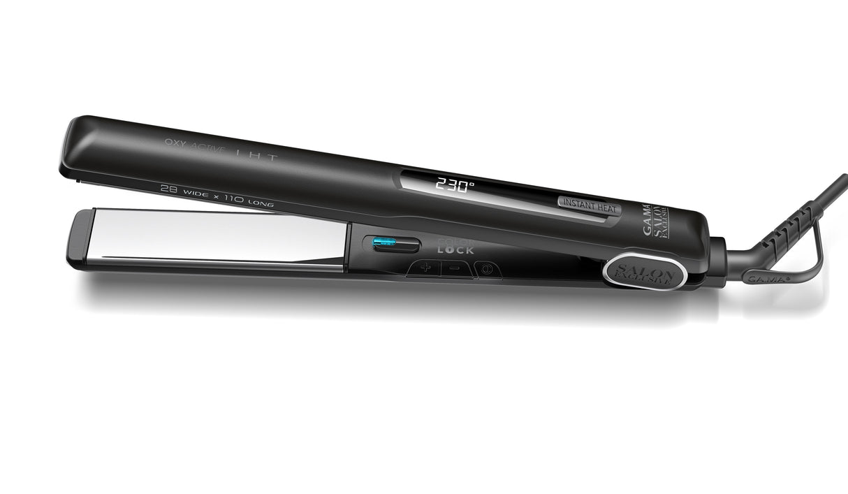 GA.MA G-Style Oxy-Active IHT Long Placă Profesională De Întins Părul Cu Plăci Silk Chrome Lungi, Tehnologie Oxy-Active și Ioni pentru Culoare Protejată, Strălucire și Îndreptare Rapidă