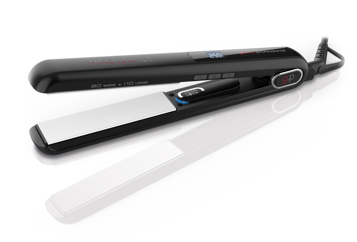 GA.MA G-EVO IHT Real Ceramic Placă Profesională de Îndreptat Părul– Plăci 100% Ceramică, Tehnologie Ultra Heat până la 250°C, Protecție Culoare și Efect Antibacterian