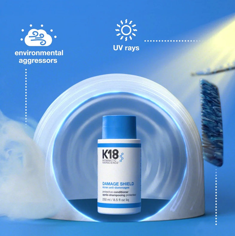 K18 Damage Shield Conditioner 250ml – Balsam protector anti-UV & anti-deteriorare cu K18PEPTIDE™, pentru păr rezistent, strălucitor și mătăsos