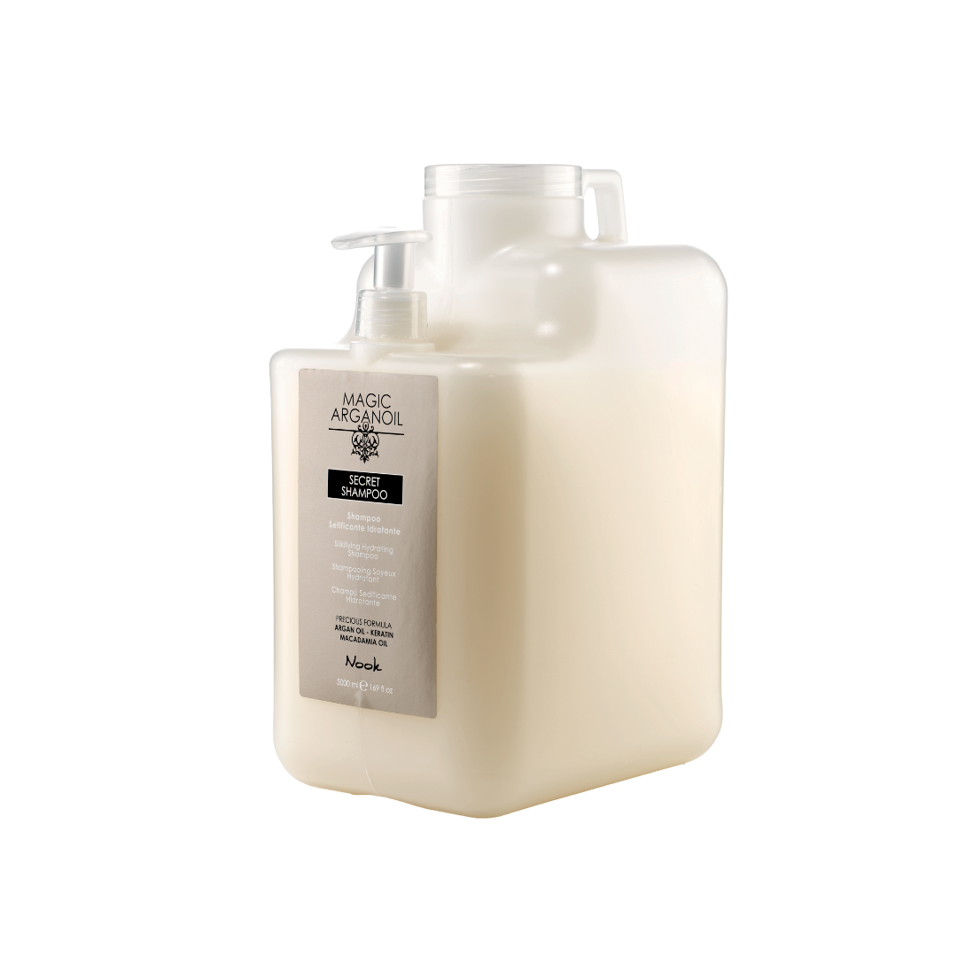 Nook Magic Arganoil Secret Shampoo: șampon hidratant pentru păr și corp, cu ulei de argan și extract de moringa.