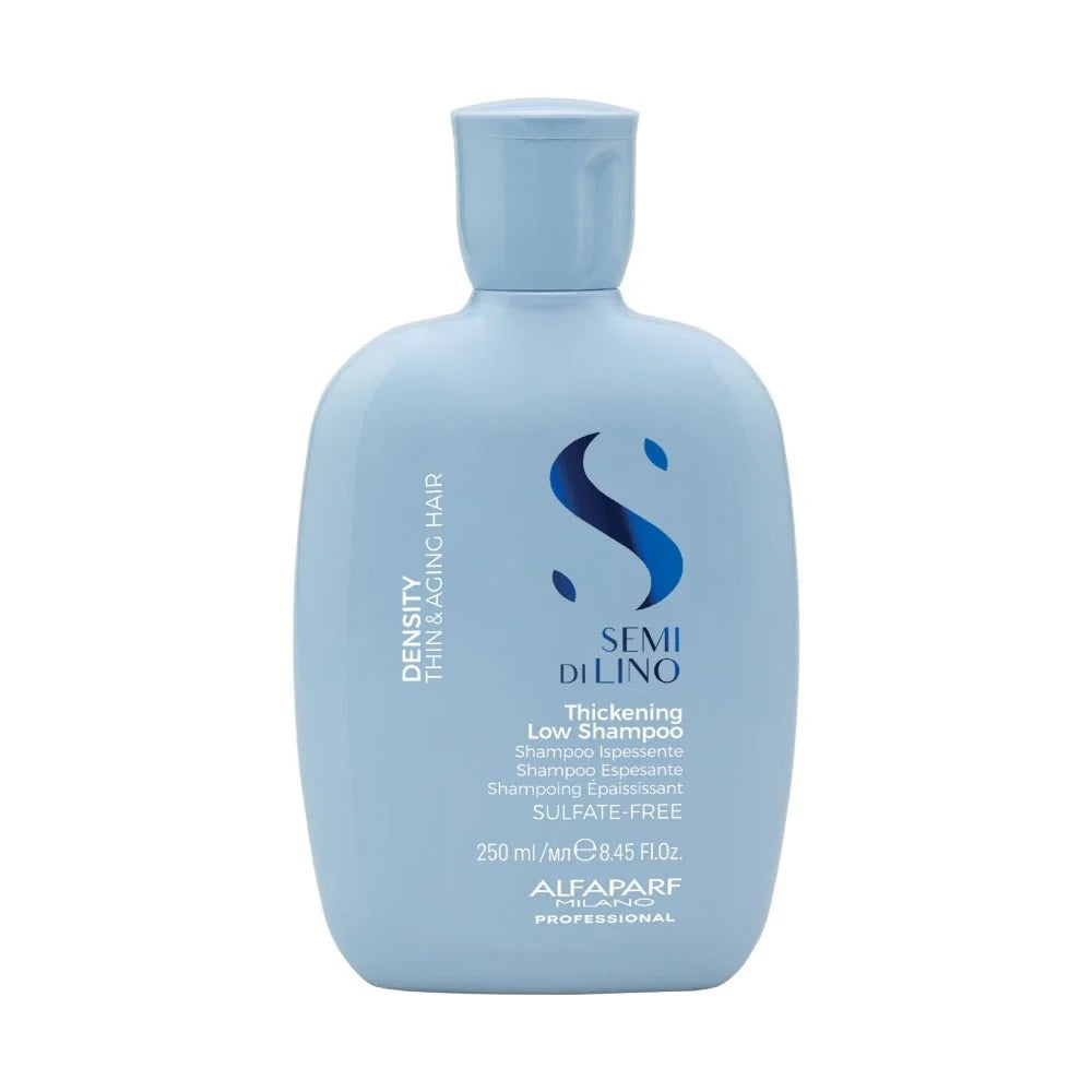 Șampon Alfaparf Semi di Lino Thickening – pentru păr subțire și îmbătrânit, fără sulfați, 250 ml.