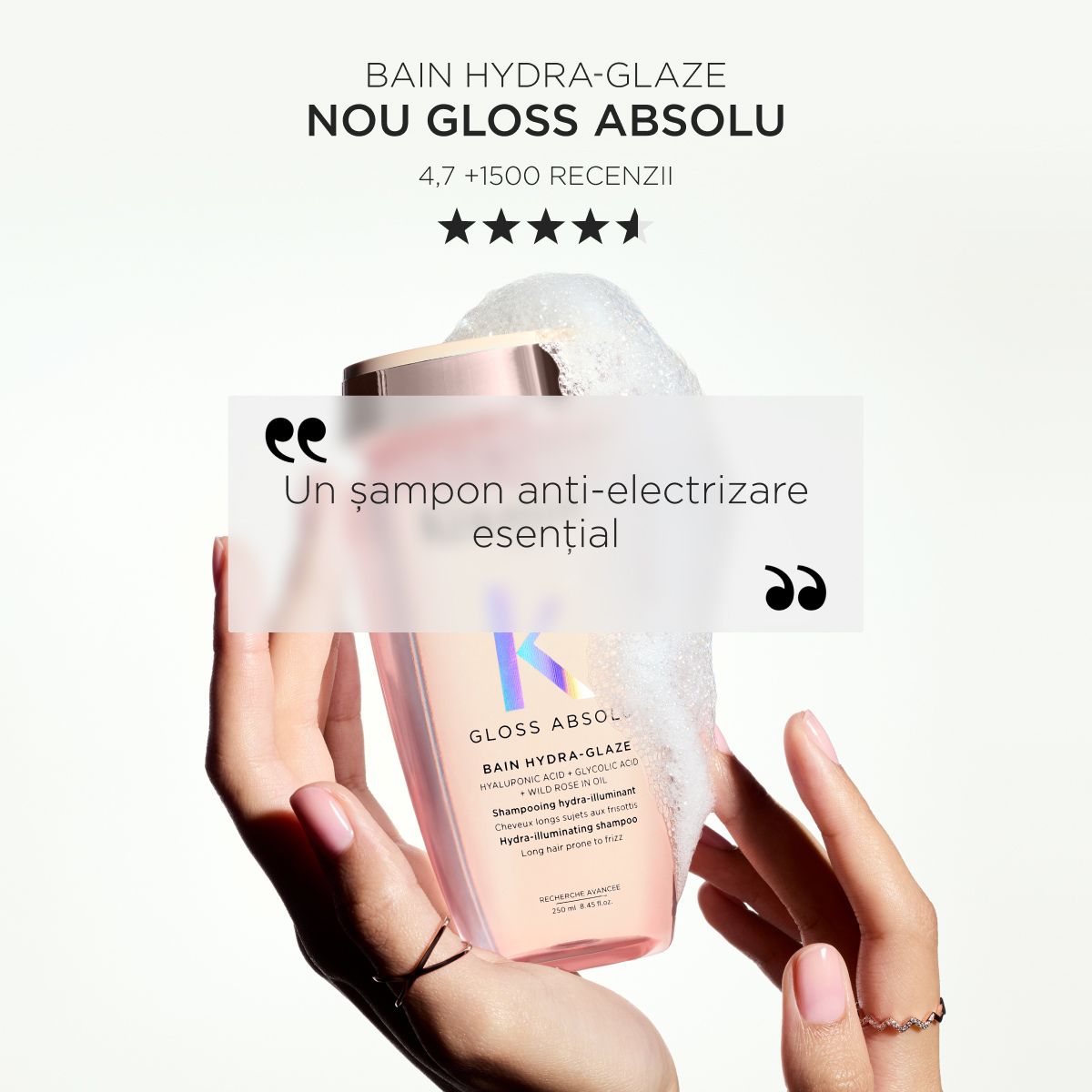 Kérastase Gloss Absolu Bain Hydra-Glaze – Șampon Hidratant Iluminator pentru Păr Lung, Predispus la Electrizare 250ml