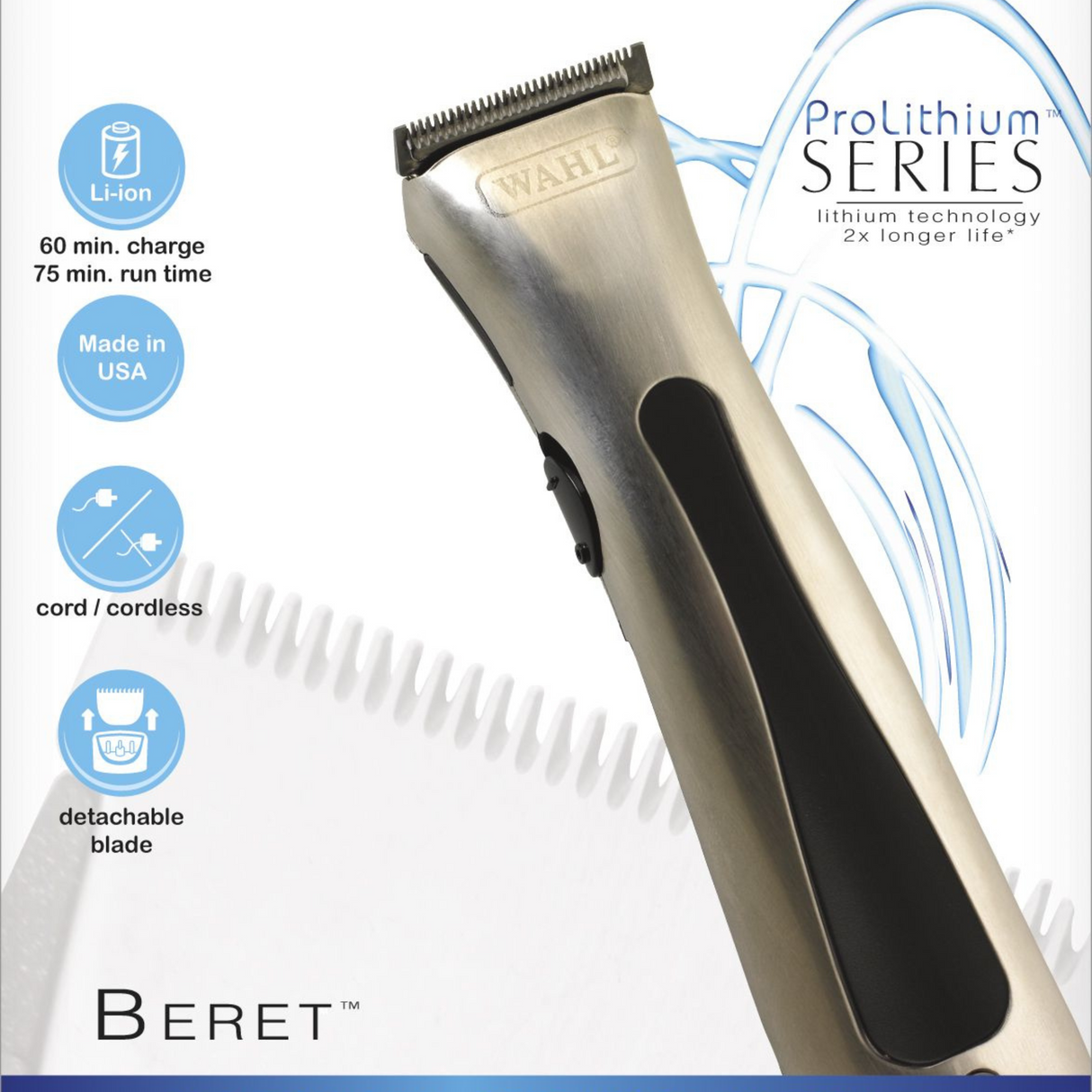 Wahl Beret – Aparat de Contur Profesional, Cord/Cordless, cu Lame Detașabile și Baterie Li-Ion Eficientă