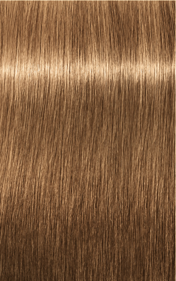 Șuviță de păr drept, în nuanța blond închis cu reflexe aurii și aspect mătăsos