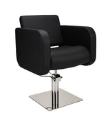 Ayala Globe 01 P-7 Scaun de Coafor Negru cu Cusătură Neagră și Bază Pătrată Argintie