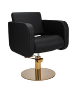 Ayala Globe 01 P-7 – Scaun de Coafor Negru cu Cusătură Neagră și Bază Rotundă Aurie