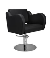 Ayala Holly 01 P-7 Scaun de Coafor Negru cu Cusături Fine Negre și Bază Rotundă Cromată