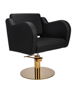 Ayala Holly G1 P-7 Scaun de Coafor Negru cu Cusături Fine și Bază Rotundă Aurie