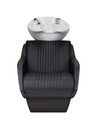 Ayala Techno P-7 Unitate de Spălare Neagră cu Cusături Verticale și Chiuvetă Albă