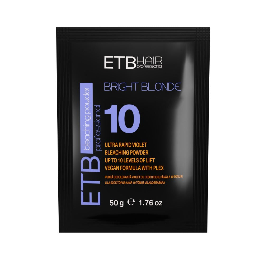 ETB Hair Bright Blonde Violet Plex 10 – Pudră Decolorantă Vegană Profesională, cu deschidere de până la 10 tonuri