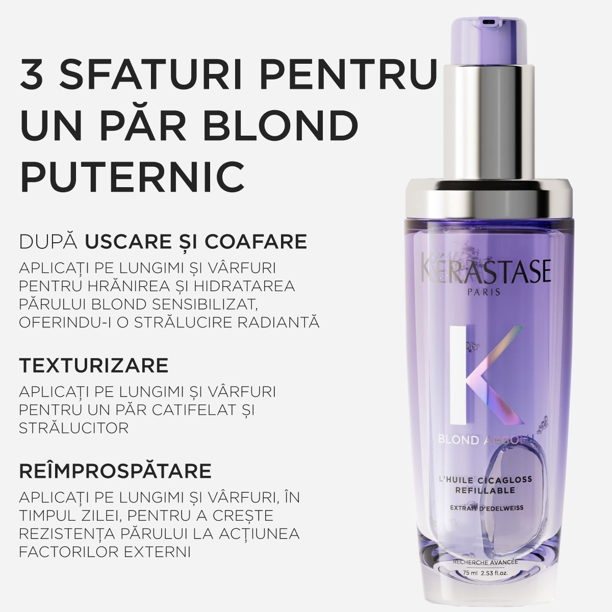 Ulei Pentru Păr Blond Reîncărcabil Kérastase Blond Absolu L'Huile Cicagloss Refillable 75 ml