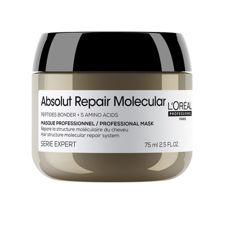 L'Oréal Absolut Repair Molecular: mască profesională ce repară 2 ani de păr deteriorat, reumplând structura moleculară a firului.