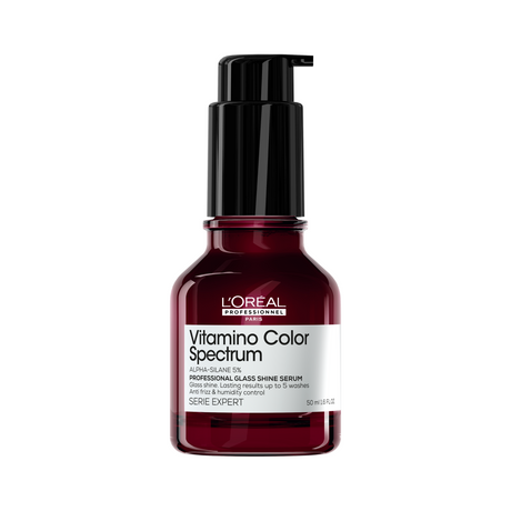 Serum L’Oréal Professionnel Vitamino Color Spectrum Glass Shine – Strălucire Oglindă, Protecție UV & Termică 230°C, Anti-Frizz, 10 Spălări, 5% Alpha-Silane, Vegan & Fără Sulfați