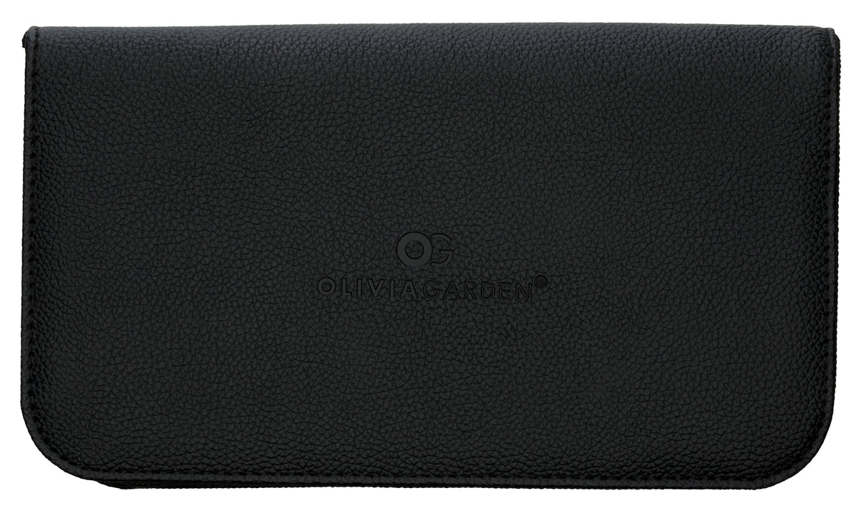 Olivia Garden Black Standard Pouch – Husă Profesională pentru Foarfeci, cu 3 Compartimente, Protecție Maximală și Design Elegant Negru Mat