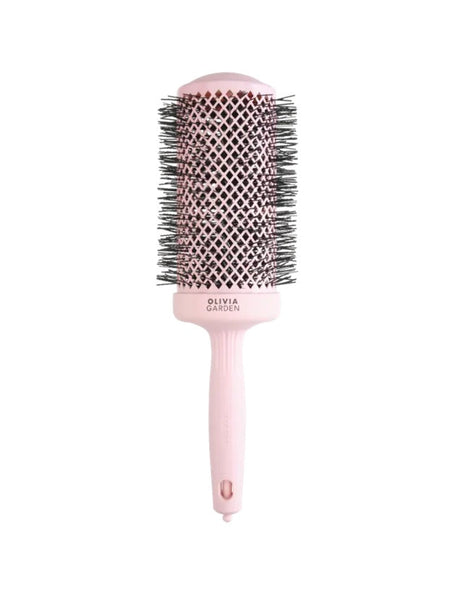 Olivia Garden Expert Blowout Speed Wavy Bristles Pastel Pink – Perie Profesională Rotundă Pastel Pink cu Peri Ondulați, Cilindru Ceramic Extra Lung pentru Uscare Rapidă