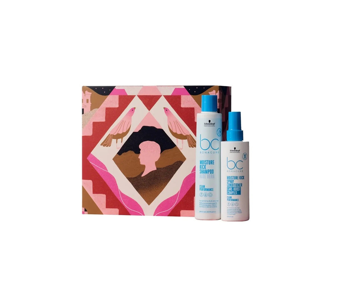 Schwarzkopf Professional Bonacure Moisture Kick Gift Box – Set Cadou Hidratant pentru Păr Us­cat, Șampon 250ml + Spray-Conditioner 200ml