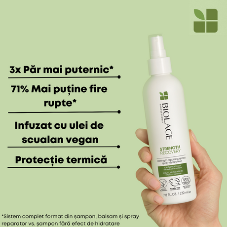 Biolage Strength Recovery Spray Leave-In cu Squalane – Protecție și Regenerare pentru Părul Deteriorat - Păr