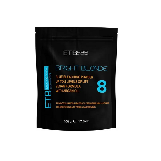 ETB Hair Bright Blonde Blue Plex 8 – Pudră Decolorantă Profesională Vegană cu Keratină cu deschidere de până la 8