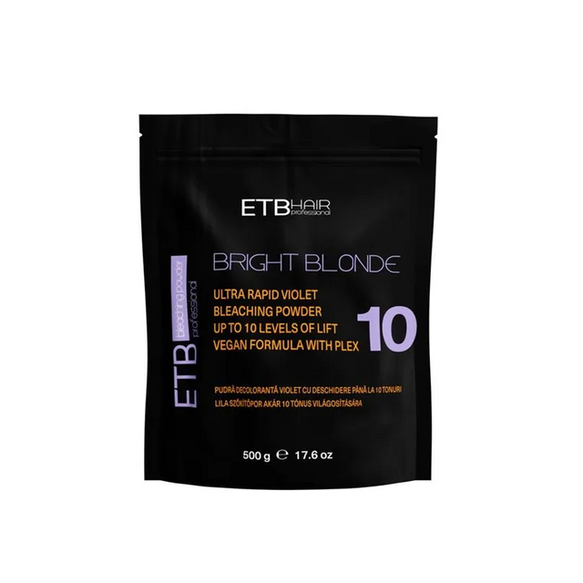 ETB Hair Bright Blonde Violet Plex 10 – Pudră Decolorantă Vegană Profesională cu deschidere de până la 10 tonuri 500 gr
