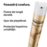 Fixativ Profesional L’Oréal Professionnel Elnett Satin Forte – Fixare Puternică și Protecție Împotriva Umidității 500ml