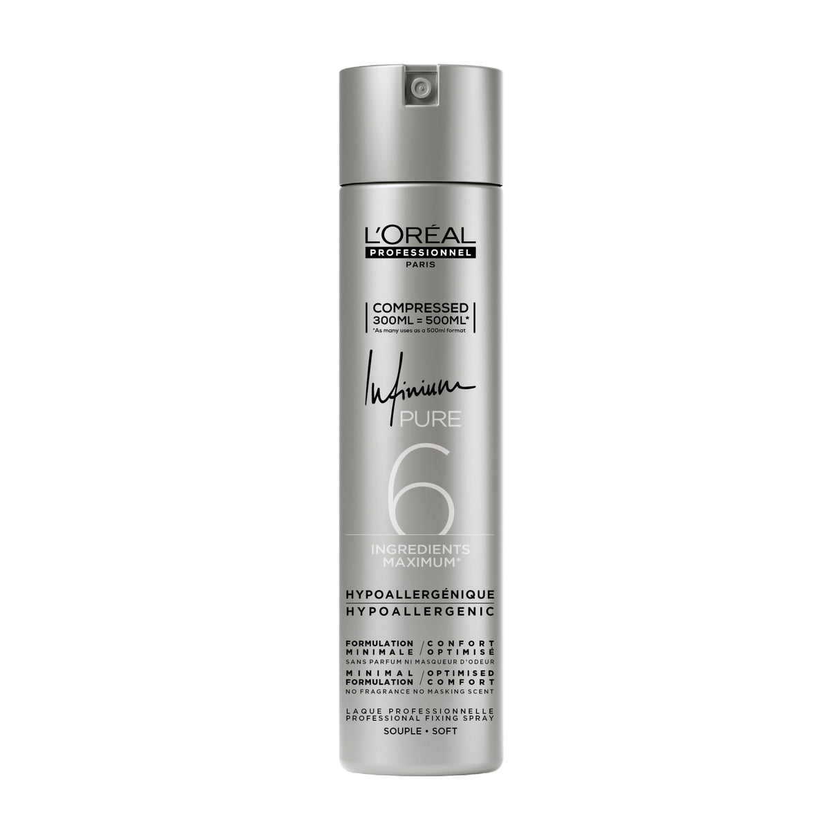Fixativ Profesional L’Oréal Professionnel Infinium Pure Soft 300ml– Fixare Flexibilă și Strălucire Naturală - Păr