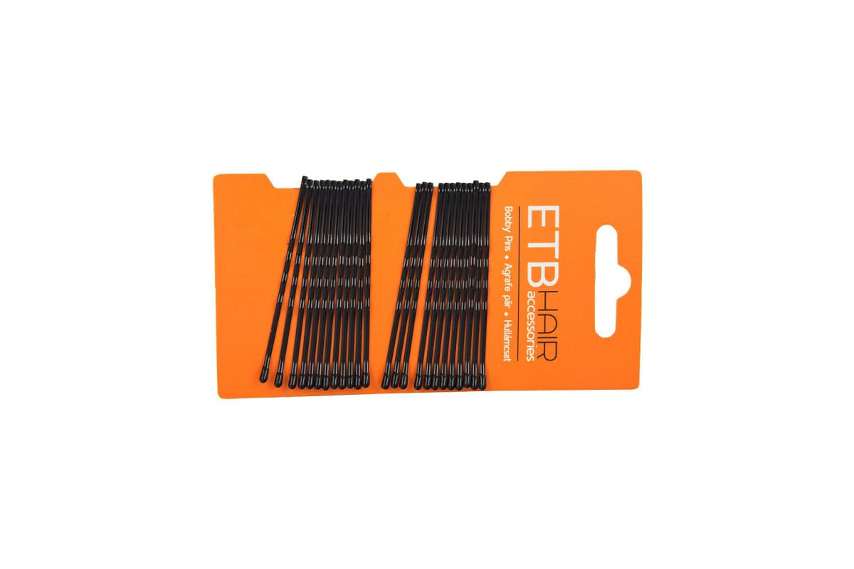 ETB Hair Agrafe Profesionale pentru Păr, Negru, 6 cm, 24 buc – Fixare Sigură, Design Italian, Eleganță în Detaliu