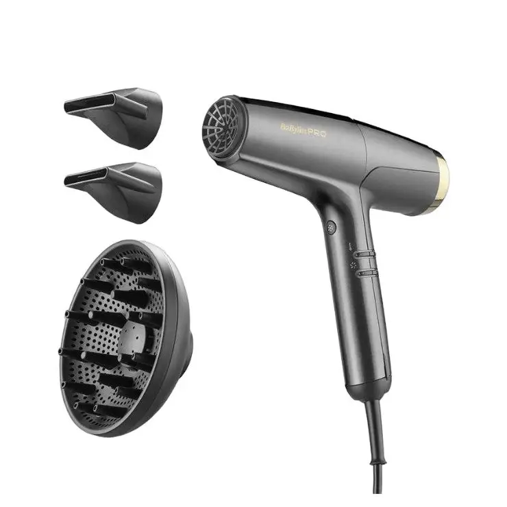 Uscător De Păr Profesional BabylissPro Falco Black Gold 2000W, Viteză aer 244km/h, Zgomot 70dB