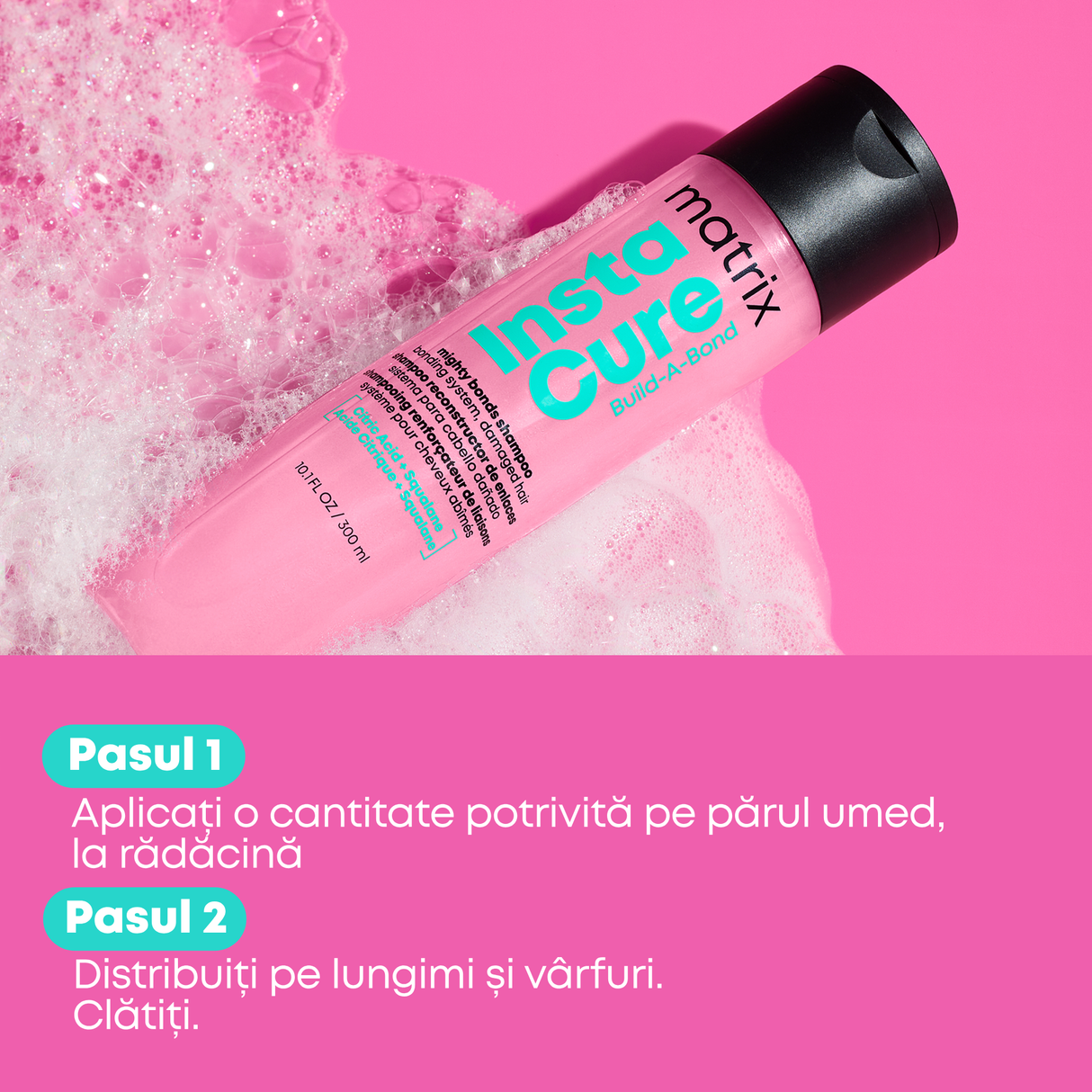 Matrix Instacure Build-A-Bond Mighty Bonds – Șampon Reparator pentru Păr Deteriorat 300ml - Păr