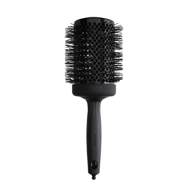 Perie termică rotundă Olivia Garden Expert Blowout Shine 65mm Black Label bară ceramică cu turmalină și peri ondulați