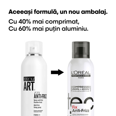 Spray Profesional de Fixare L’Oréal Professionnel Tecni.Art Fix Anti-Frizz 250ml– Protecție 24h împotriva Frizz-ului și
